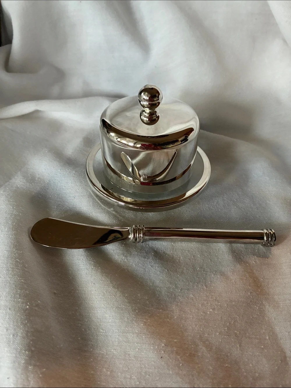 Studio Nova Silver Butter Dish Set with Spreader
